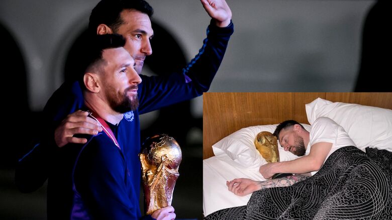 Messi nie spuszcza Pucharu Świata z oka. 