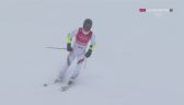 Pekin 2022 - narciarstwo alpejskie. Przejazd Pawła Pyjasa w slalomie gigancie  